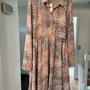 Kate Spade pastel leopard print shirtdress 14 NWT